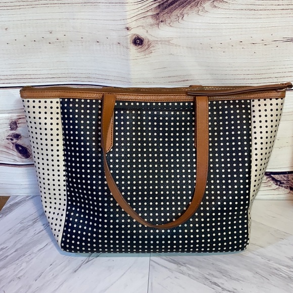 Fossil Sydney Shopper Tote Polka Dot Black and White - Picture 5 of 12